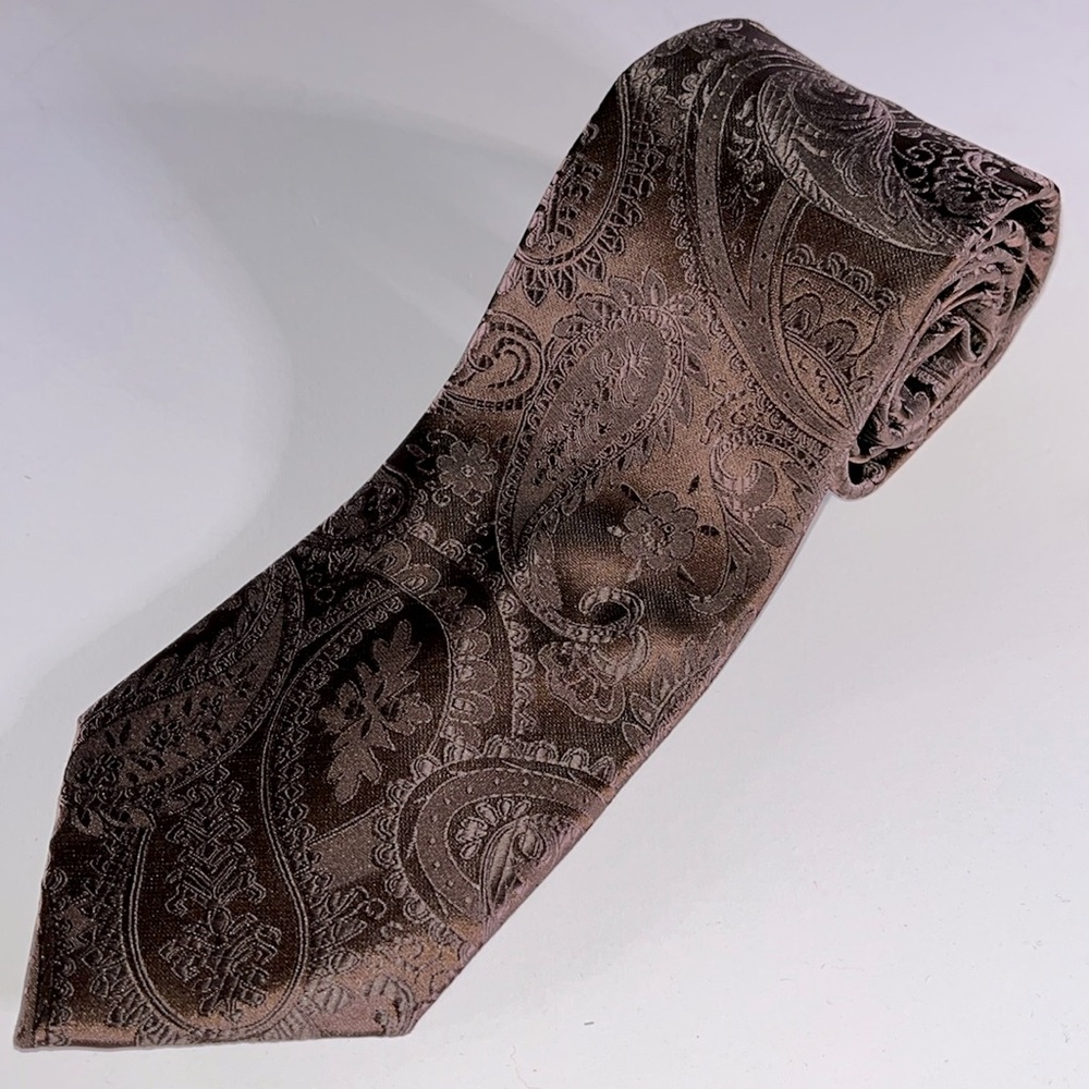 HISDERN Mens Formal Silk Brown Paisley Pattern 60" Length